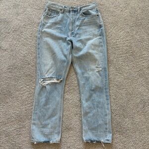 Agolde Riley Jeans Womens 28 Light Wash Distressed Straight Leg Button Fly